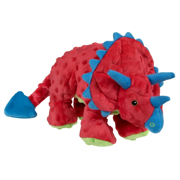 goDog Dino Frills Squeaky Plush Dog Toy, Chew Guard Technology