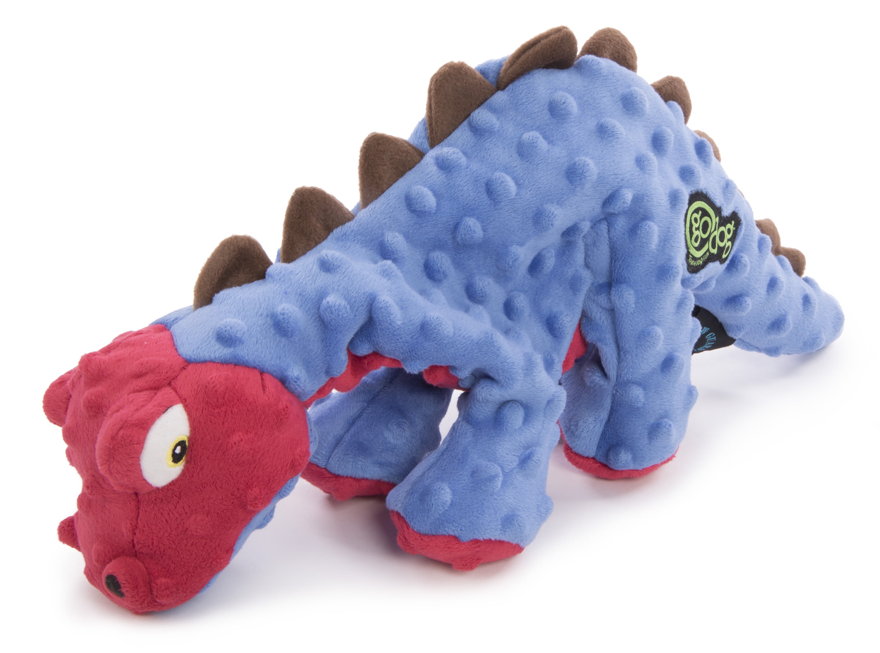 goDog Dinos Spike with Chew Guard Technology Squeaker Plush Dog