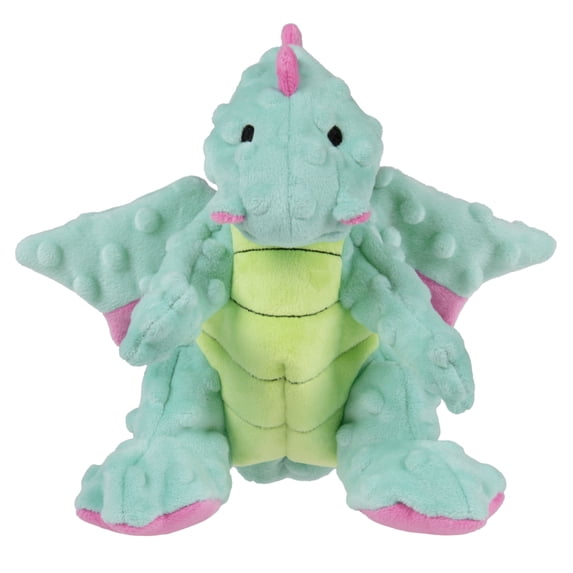 goDog Dragons Extra Soft Plush Toy for Dogs with Chew Guard Technology for Stronger & Longer Play, Soft & Durable with Built-In Squeaker, Seafoam, Medium