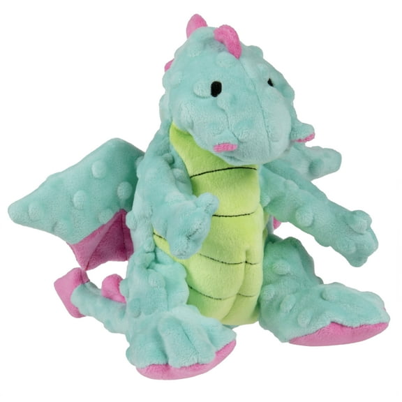 goDog Dragons Extra Soft Plush Toy for Dogs with Chew Guard Technology for Stronger & Longer Play, Soft & Durable with Built-In Squeaker, Seafoam, Medium