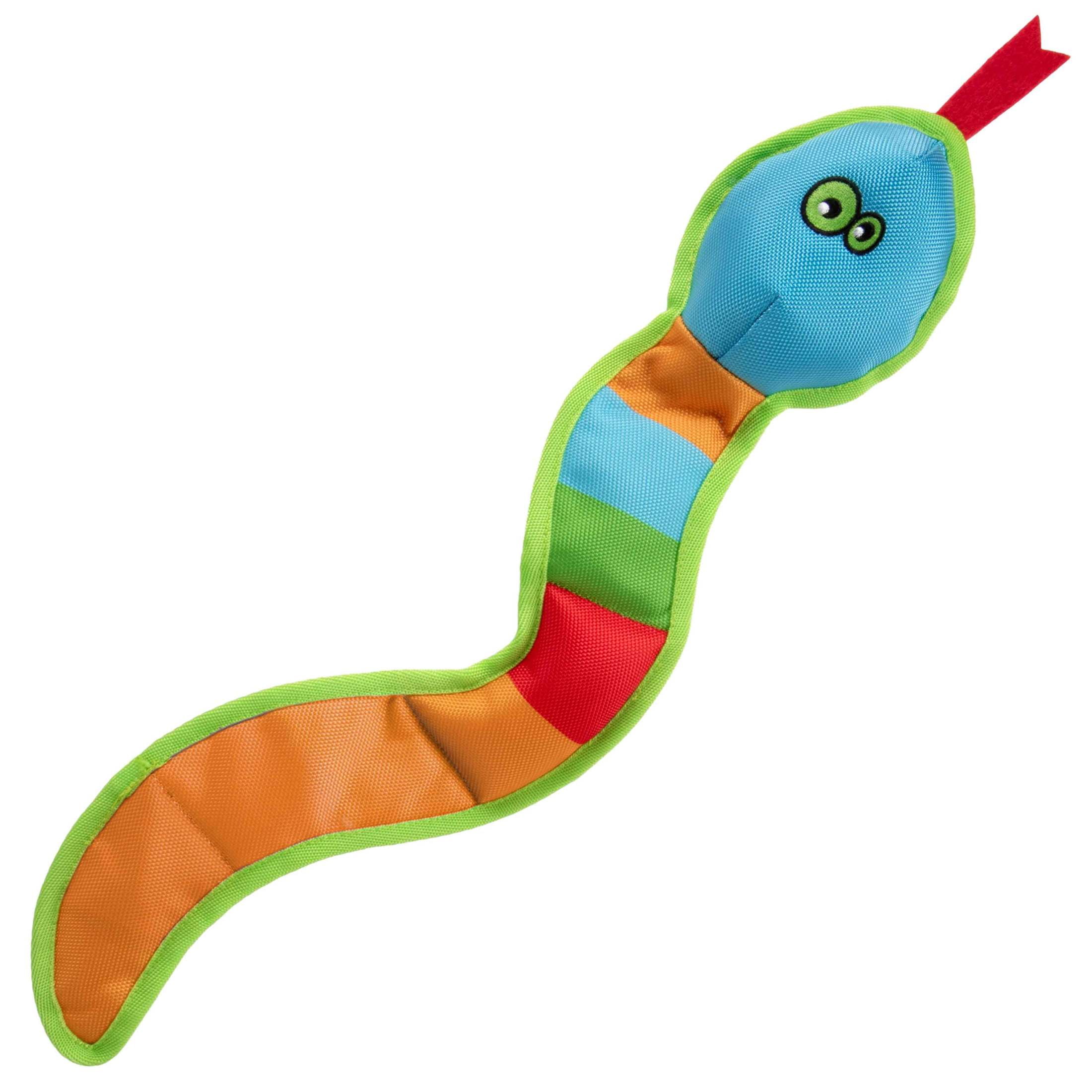 goDog Flap ‘N Fun Vince Viper Snake Squeaky Dog Toy, Plush with Chew Guard Technology, Multi-Colored, Large