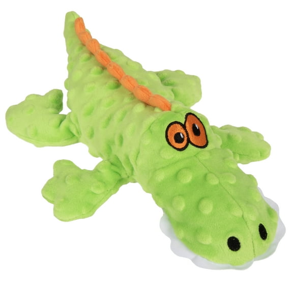 goDog Gator Plush Toy for Dogs with Chew Guard Technology for Stronger & Longer Play, Soft & Durable with Built-In Squeaker, Green, Large