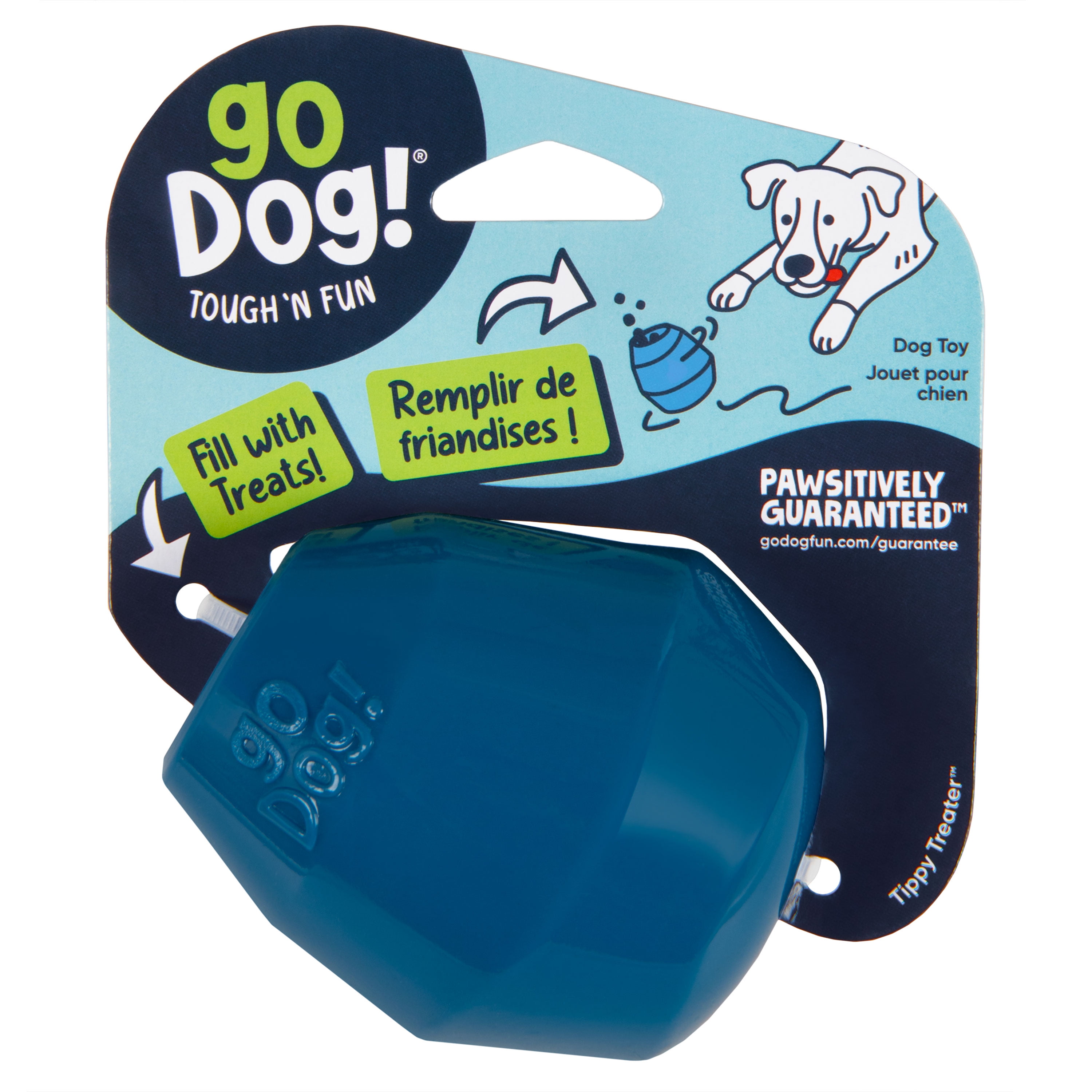goDog Magic Motion Tippy Treater Toy for Dogs with Chew Guard Technology for Stronger & Longer Play, Tough & Durable, Built-In Squeaker, Blue, Small