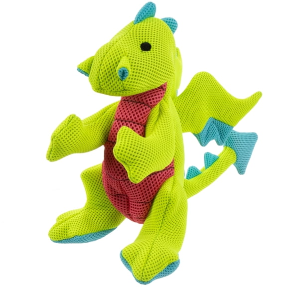 goDog Dragons Double Chew Guard Squeaky Plush Dog Toy, Green, Large