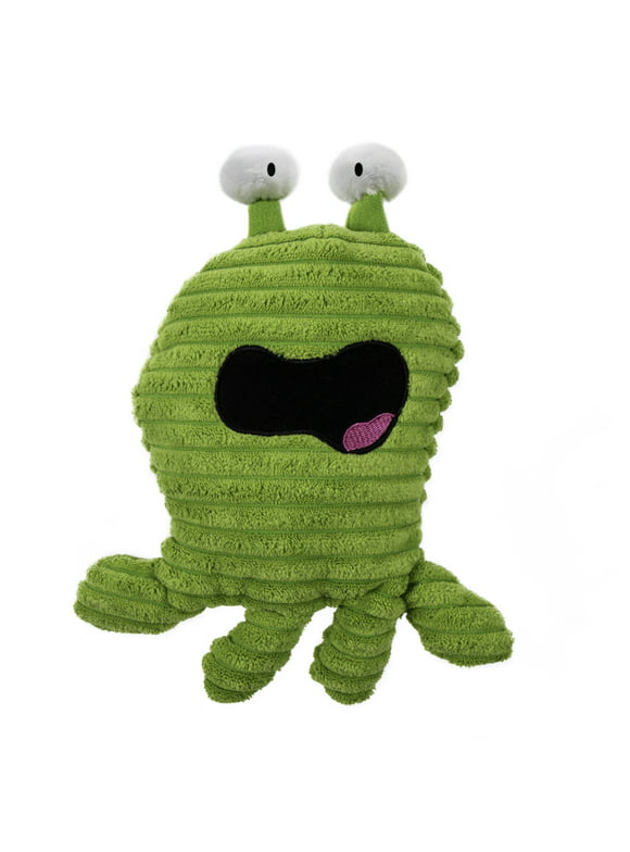goDog PlayClean Germs Squeaky Plush Dog Toy with Odor-Eliminating Essential Oils, Chew Guard Technology - Green, Large