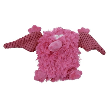 goDog PlayClean Pterodactyl Squeaky Plush Dog Toy with Odor-Eliminating Essential Oils, Chew Guard Technology - Pink, Small