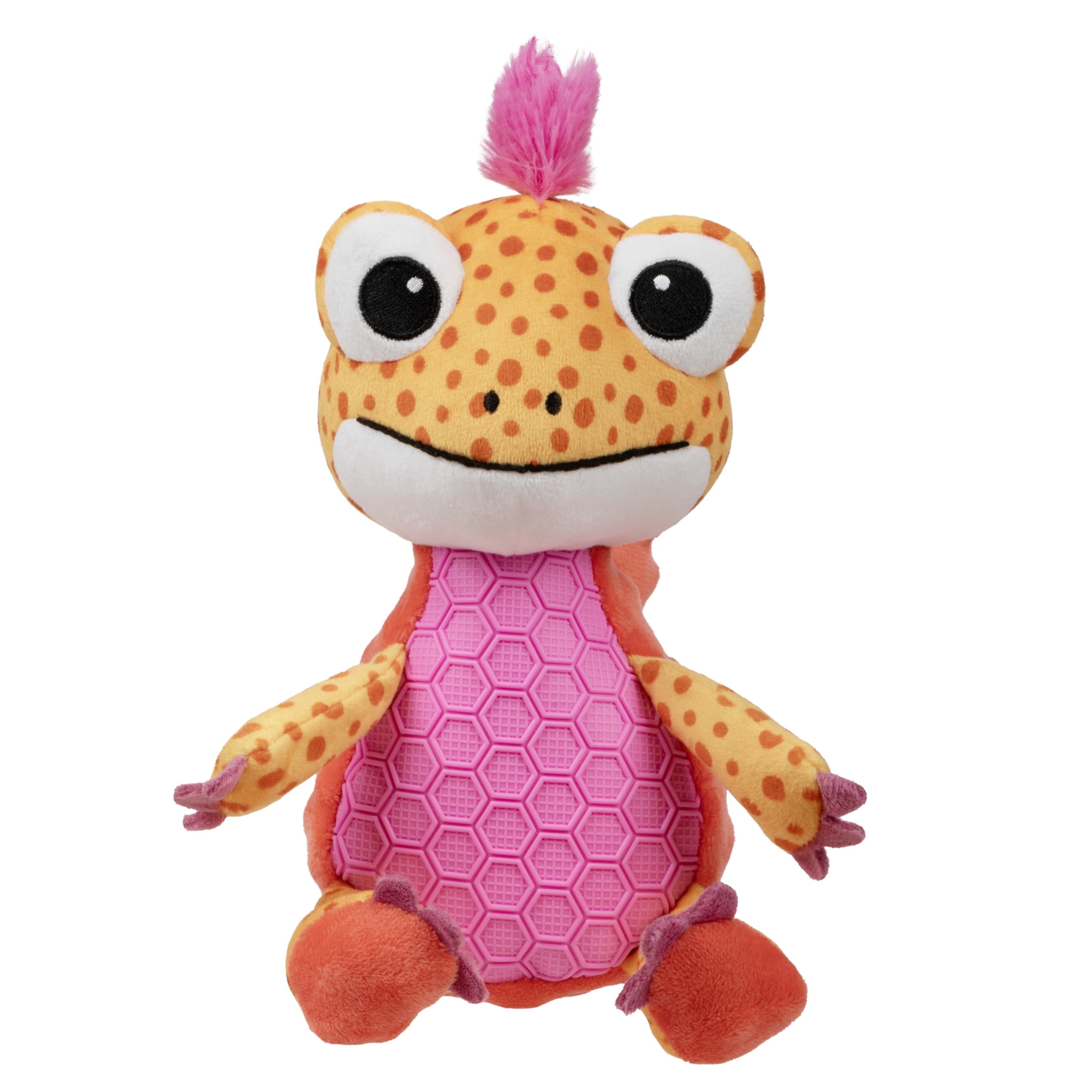 goDog Tough N Texture Newton Newt Squeaky Dog Toy, Plush & Textured Silicone with Chew Guard Technology, Medium