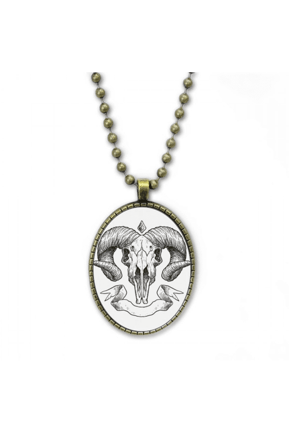 goat l animal sketch illustrations necklace vintage chain bead pendant jewelry collection