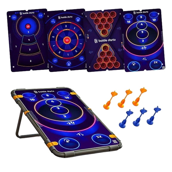 gobaplay Battle Dartz Dart Board, Interchangeable Targets Indoor Outdoor Complete Game Set
