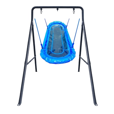 gobaplay Single Swing Set Playground Equipment w/39” Double Platform Saucer