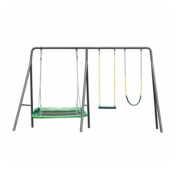gobaplay Single Swing Playground Set with 6' Frame Extension & Rectangle Tree Swing