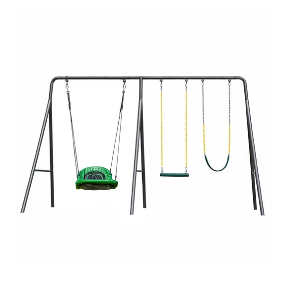 gobaplay Single Swing Playground Set with 6' Frame Extension and Boat Swing