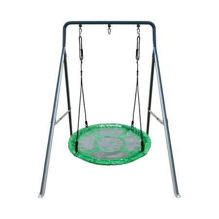 gobaplay Single Swing Set Playground Equipment w/ 39” Round Platform Saucer
