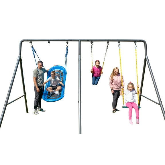 gobaplay Explorer Kids Swing Set, Outdoor Playground with Swings