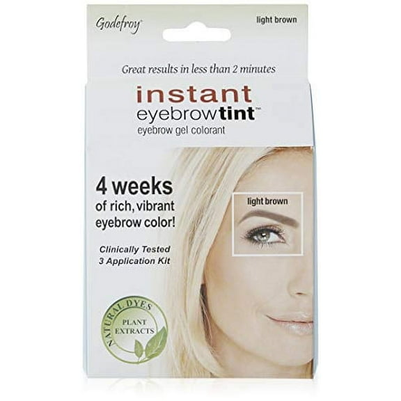 godefroy Instant Eyebrow color, Light Brown, .18 ounces, 12-weeks of long lasting brow color, 3-applications per kit