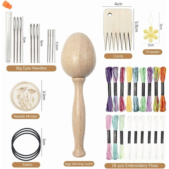 gofidin Sock Darning Egg Patching Tool Sewing Project Kits DIY Crafts Egg Thread Needle Storage Socks Patchwork Tools Sewing AccesariesQ