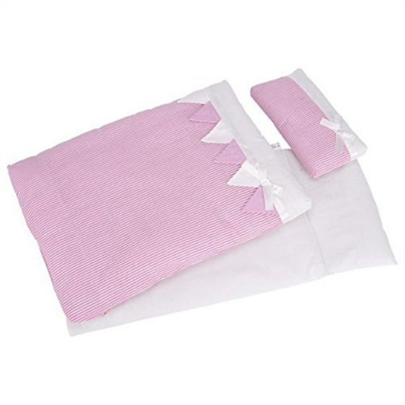 goki bedding set for dolls, pink stripes