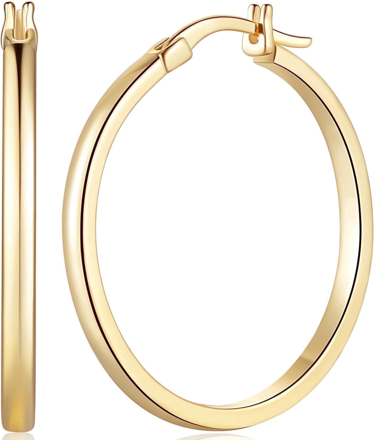 14K Gold Hoop Earrings for Women Lightweight 30mm Large Gold Hoops 14 Karat Gold Plated Earrings for Everyday Wear Elegant Earrings for Women Gift