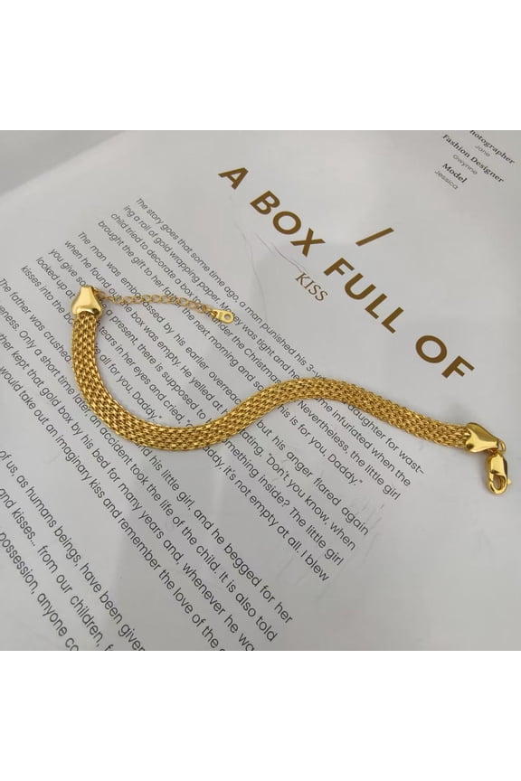 gold Italian 5mm Mesh Link Chain Bracelet for Women