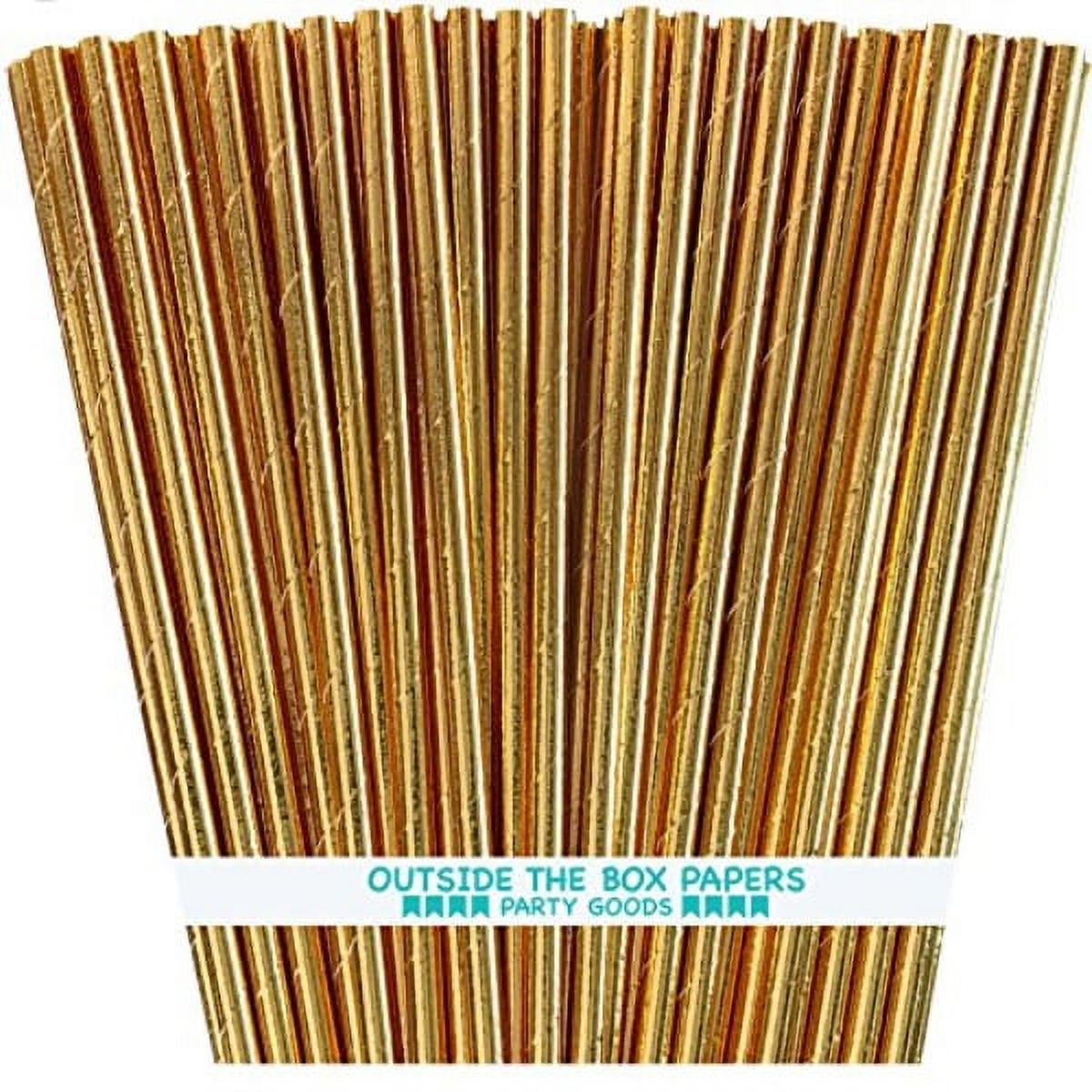 gold foil paper straws - 7.75 inches - pack of 100 - outside the box papers brand