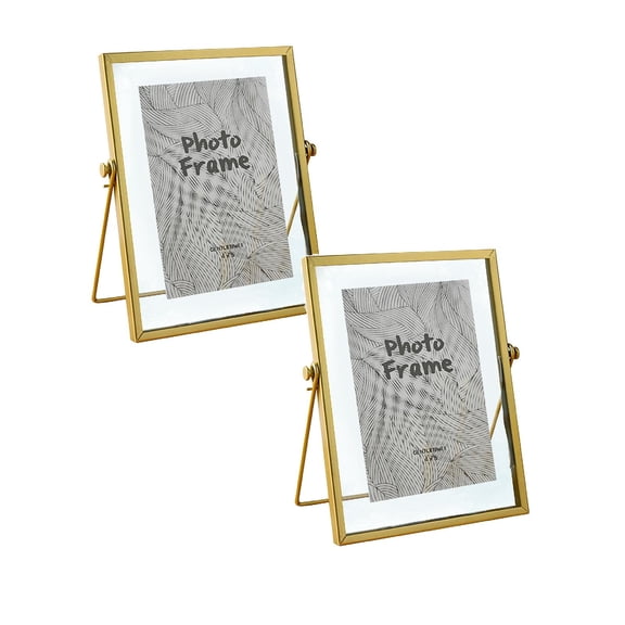 gold frames DIY Glass Picture Frame Double Glass Floating Frame Handmade Dry Flower Display Frame Metal Border Tabletop Photo Frame for Home Decor Gift Floating Frame