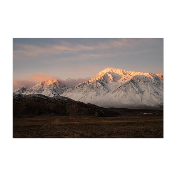 golden morning light snowy mountain peaks - Bishop California Photography Mountain Sunset Snow Nature Landscape Scenic Winter Unframed Wall Art Print 4 x 6 inches