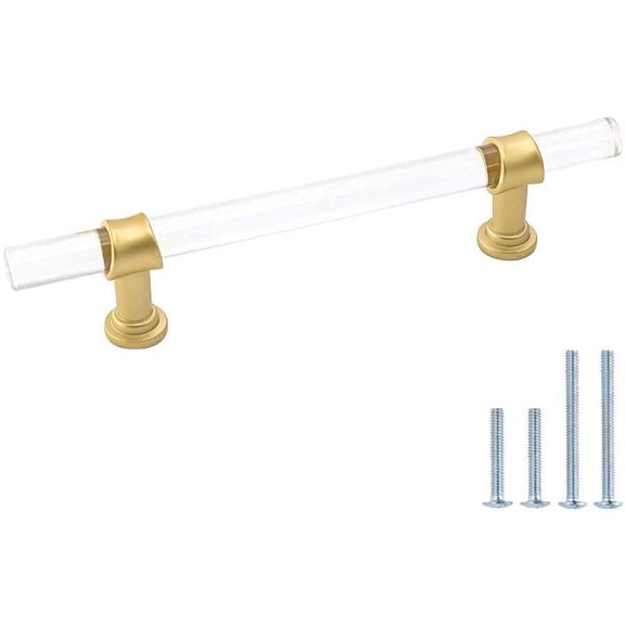 goldenwarm 5 Pack Brushed Nickel Cabinet Pulls Kitchen Drawer Pulls Gold Drawer Handles Door Cabinet Hardware
