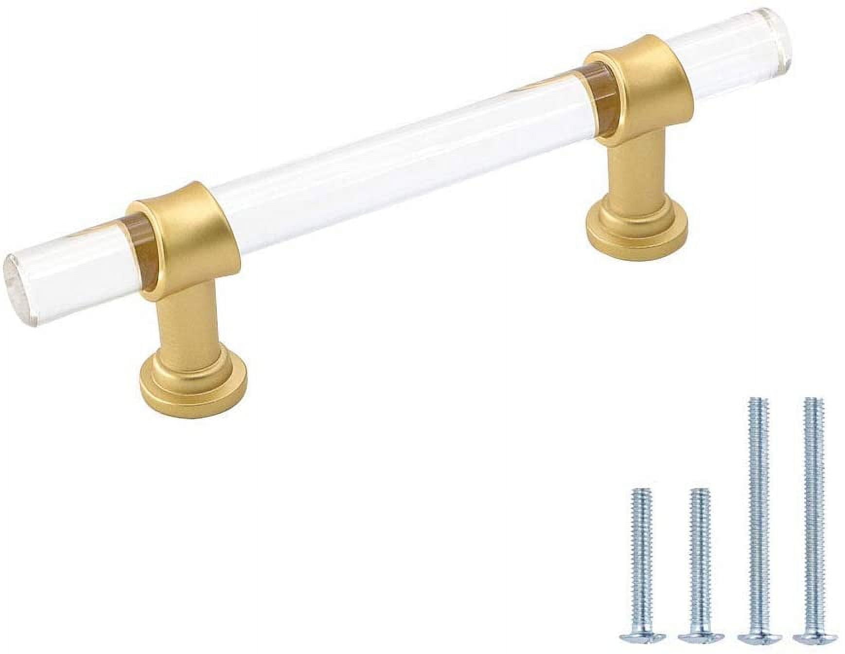 goldenwarm 5 Pack Cabinet Pulls Brushed Nickel Kitchen Drawer Door Pulls Gold Drawer Handles Bathroom Cabinet Hardware 3in Hole Centers