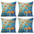 thumbnail image 1 of goldfish fish sea Linen toss pillowcase Decoration pillowcase Gift preferred 24x24" Cushion cover 4 set Sofa pillowcase Sofa bedroom living room car, 1 of 7