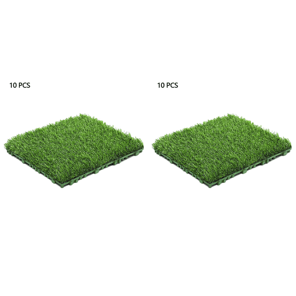 golytefs 10 Pcs 12 Inchx12 Inch Realistic Grass Turf Tile Interlocking Green Grass Mat
