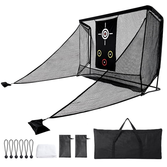 golytefs 10x7ft Golf Hitting Practice Net with 2 Side Barriers & Storage Bag Golf Practice Hitting Net for Swing Driving Home Backyard Garage Outdoor Use