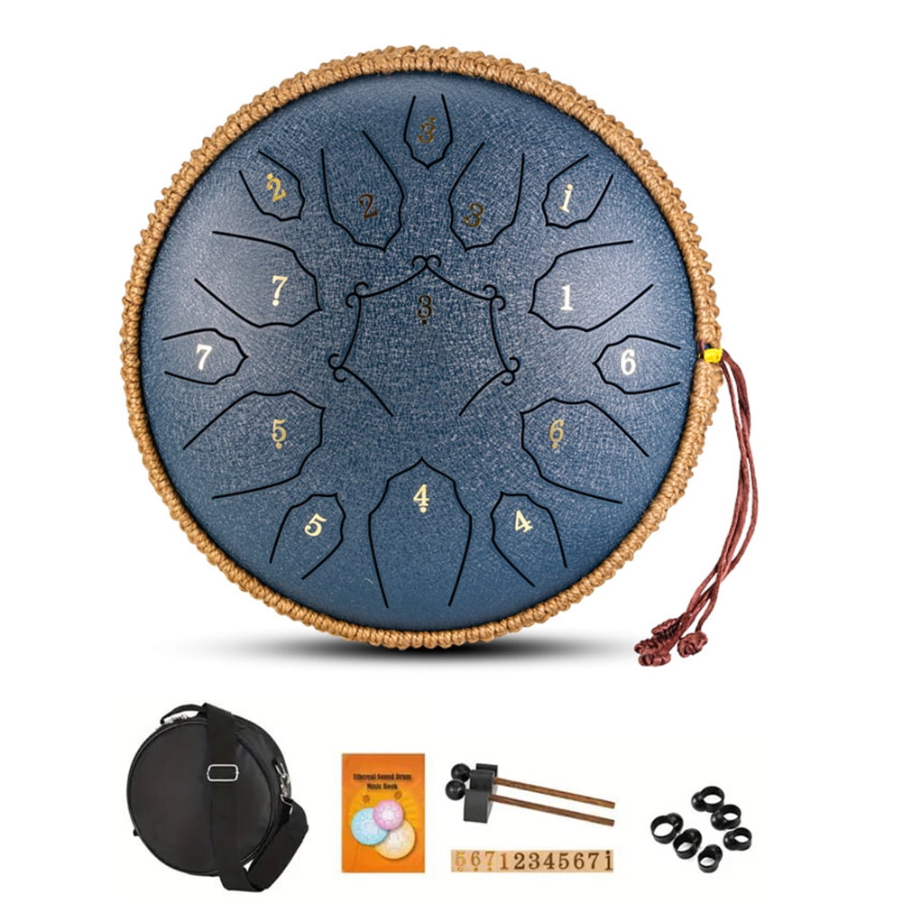 golytefs 12 Inch D Tone Ethereal Drum 15 Notes D Major Large Ethereal Drum (Navy Blue)