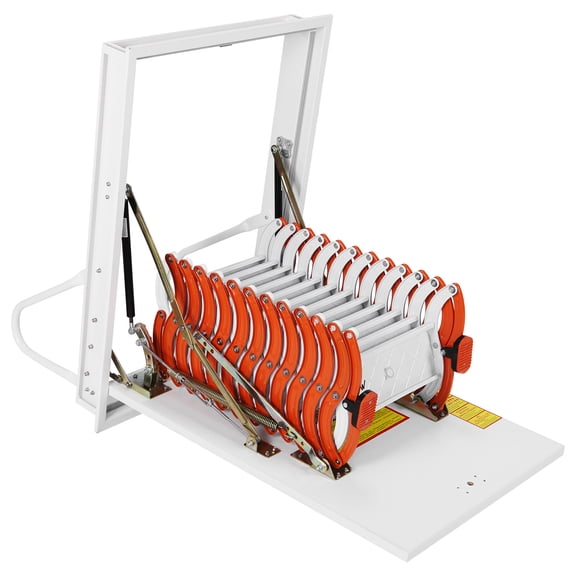 golytefs 12 Step 10.17ft Adjustable Wall-mounted Pull Down Folding Stair Maximum Load Capacity 661Lbs Wall-mounted Folding Pull Down Attic Stair for Indoor Outdoor