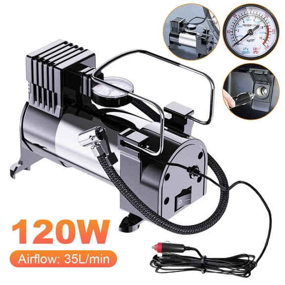golytefs 12V Car Tire Pump Cylinder Power System Mini Air Compressor Auto Inflatable Pump