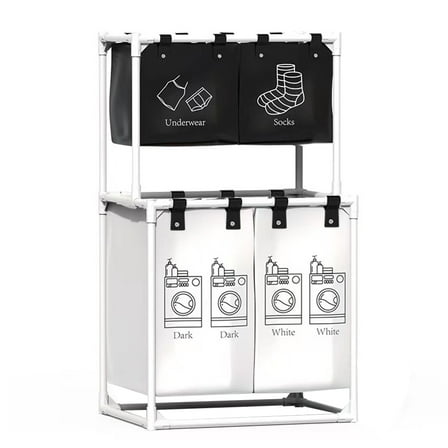 golytefs 2 Layer Laundry Sorter Basket Laundry Sorter Organizer for Laundry Room