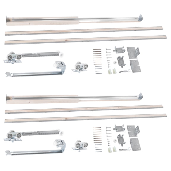 golytefs 2 Set Pocket Door Frame Kits with 220LBS Two-way Soft-close Mechanism Hidden Door Kit Sliding Hardware Smoothly And Quietly Easy To Install (48x96in)