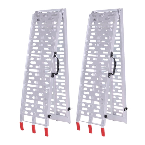 golytefs 2PCS 7.3ft Aluminum Motorcycle Ramp for Pickup Trucks Atvs Lawn Mowers Folding Dirt Bike Loading Ramp with Load Straps Truck Ramps