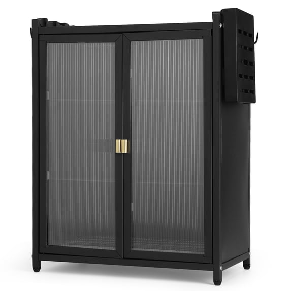golytefs 3-Tier Kitchen Countertop Cabinet Dustproof Kitchen Storage Cabinet Dish Cabinet