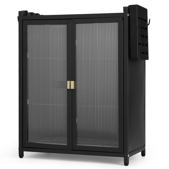 golytefs 3-Tier Kitchen Countertop Cabinet Dustproof Kitchen Storage Cabinet Dish Cabinet