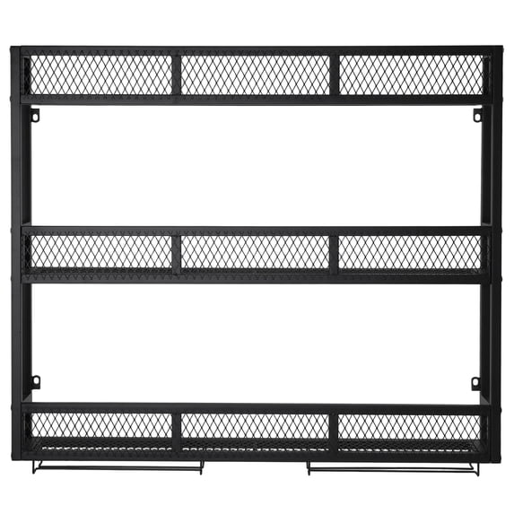 golytefs 39in 3-Tiers Metal Wine Rack Wall Mounted Liquor Bottle Display Shelf with Glass Holder Liquor Cabinet for Kitchen Dining Room Home Bar