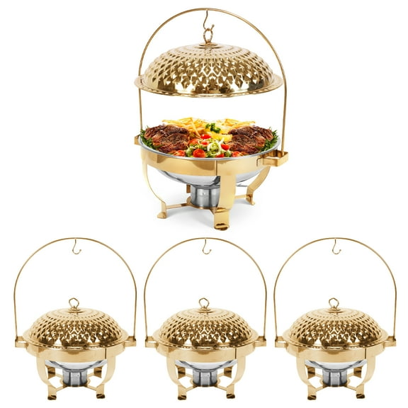 golytefs 4Pcs Buffet Server Warmer Set 8L Hanging Lid Dining Stove Buffet Chafing Dishes