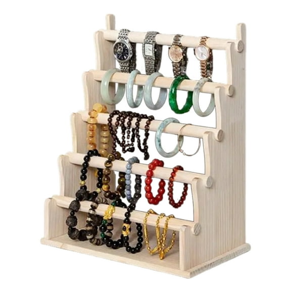 golytefs 5 Layer Wooden Bracelet Holder Bracelet Display Stand Jewelry Organizer