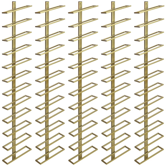 golytefs 5 Pack Wall Mounted Wine Rack for 60 Wine Bottles Wine Bottle Holder (Gold)