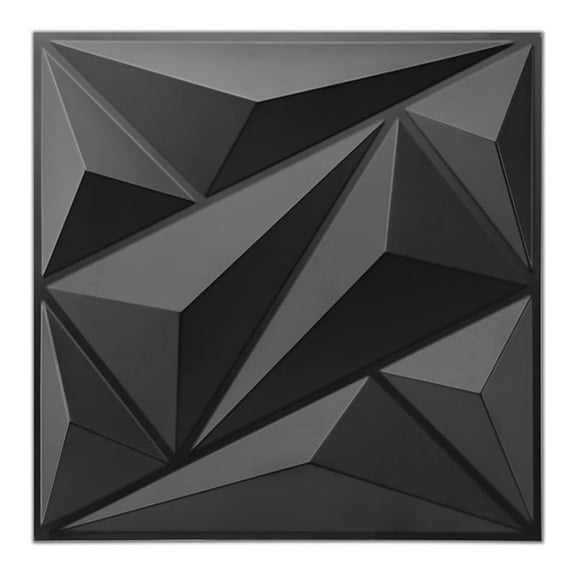 golytefs 50Pcs 3D Wall Panel Diamond 30x30cm 3D Wall Paper (Black)