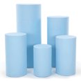 thumbnail image 1 of golytefs 5Pcs Cylinder Pedestal Stand Covers Reusable Elastic Cloth Pillar Plinth Cover Without Stands for Wedding Props Babyshower Birthday Party (Light Blue), 1 of 8