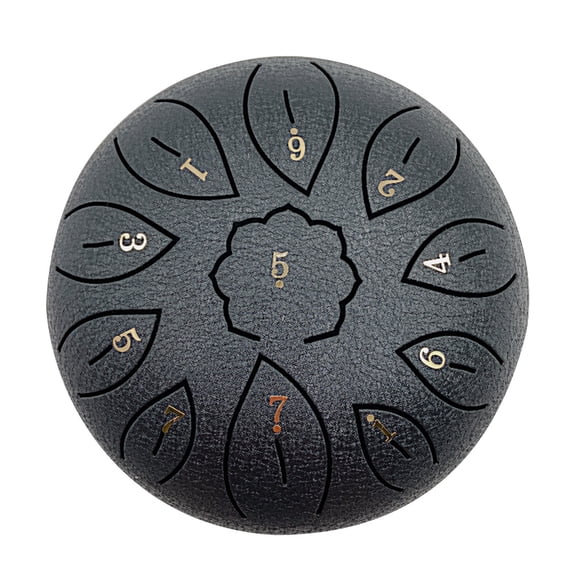 golytefs 6 Inch 11 Tune Musical Instrument Steel Tongue Drum for Beginner (Black)