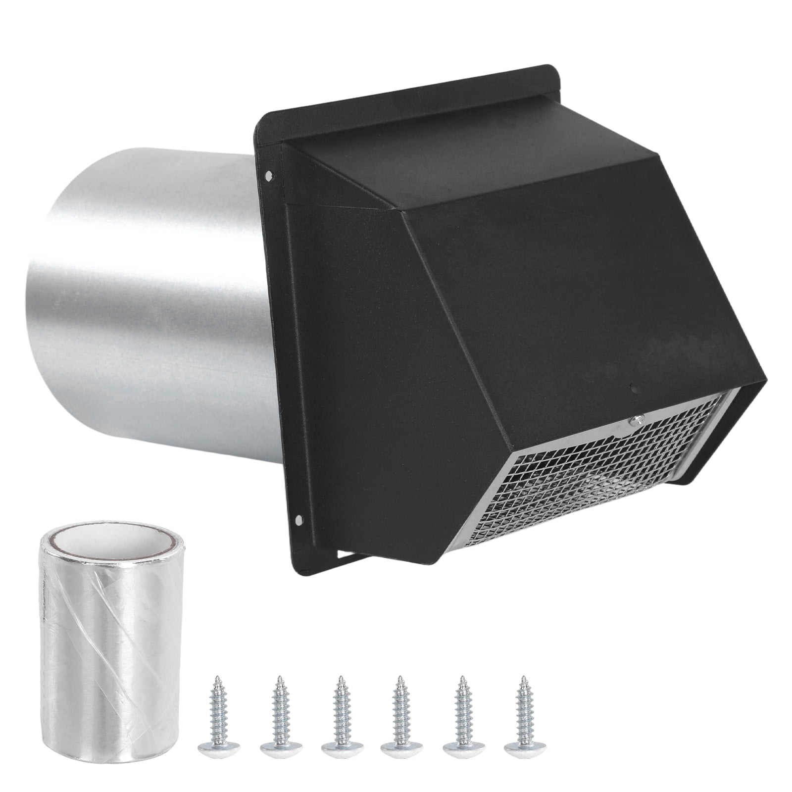 golytefs 6 Inch Dryer Vent Cover Outside with Screen And Damper Wall Vent Cover Cap Exterior Air Exhaust for Residential Housing Kitchen Hvac Duct (Black)