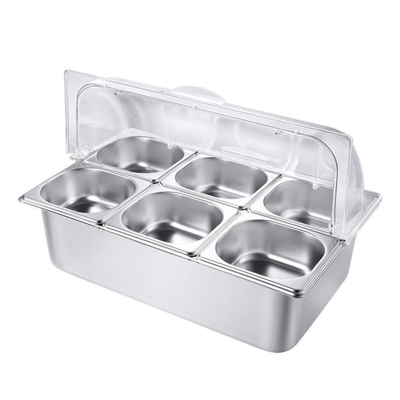 golytefs 6 Pan Countertop Food Serving Display Container for Restaurant Kitchen Party