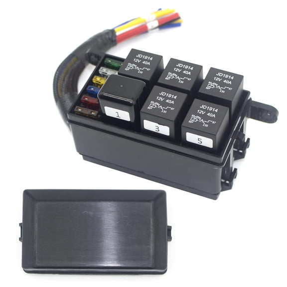 golytefs 6-Way 12V Car Fuse & Relay Box with Pre-wired 40A 4-Pin Relays Control Module
