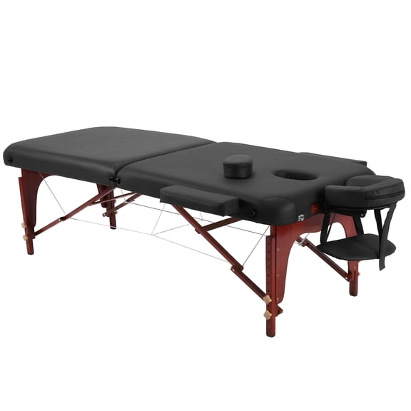 golytefs 73 Inches Portable Folding Massage Table Physical Care Table 2 Folding Lash Esthetician Bed with Carrying Bag Height Adjustable for Eyelash Extensions Beauty Spa Hold Up To 1500LBS (Black)
